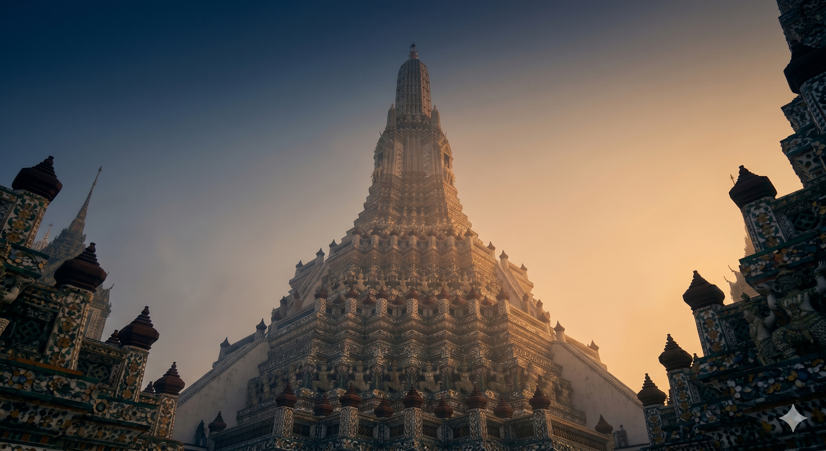 Wat Arun temple on the Chao Phraya river in Bangkok.